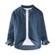 thumbnail image 1 of Camisas Para Hombre Camisa de pana retro para hombre Camisa de manga larga de moda de color sólido con cuello levantado (Blue, L), 1 of 3