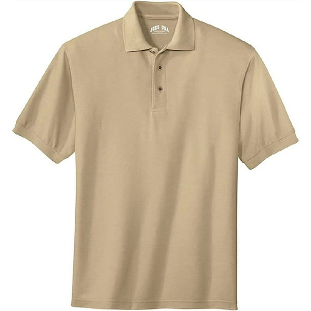 Joes USA Mens Classic Polo Shirts - Tall 4X-Large 4XLT (54-57) - Stone