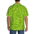 thumbnail image 3 of Yiaed Lime green glitter Print Mens Casual Wrinkle Free Shirts Short Sleeve Button Down Summer Stretch Dress Shirt-Large, 3 of 5
