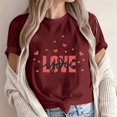 thumbnail image 2 of Short Sleeve T Shirts for Women Valentine Cute Tops Trendy Love Heart Graphic Tee Crewneck T-Shirts, 2 of 4