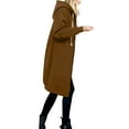 thumbnail image 3 of (clearance)IDALL Winter Jackets for Women Trench Coat Women Casual Long Hooded Drawstring Solid Zip Jacket Pockets Jacket Zipper Coat Parkas Peacoat Coffee L, 3 of 6