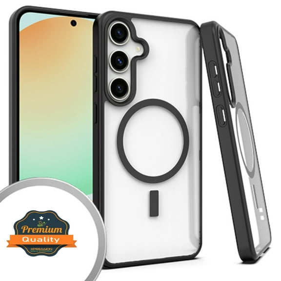 Xpression Cover for Samsung Galaxy A16 5G Transparent Slim Hybrid Frame Bumper Magnetic Case, Compatible with MagSafe Phone Case - Black