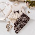 thumbnail image 2 of HCNTES Girls Clothes Outfits For Girls Girls Fall Clothing Sets Stylish Sweatsuit Outfits Ruffle Bowknot Top Leopard Print Pants Set, 2 of 5