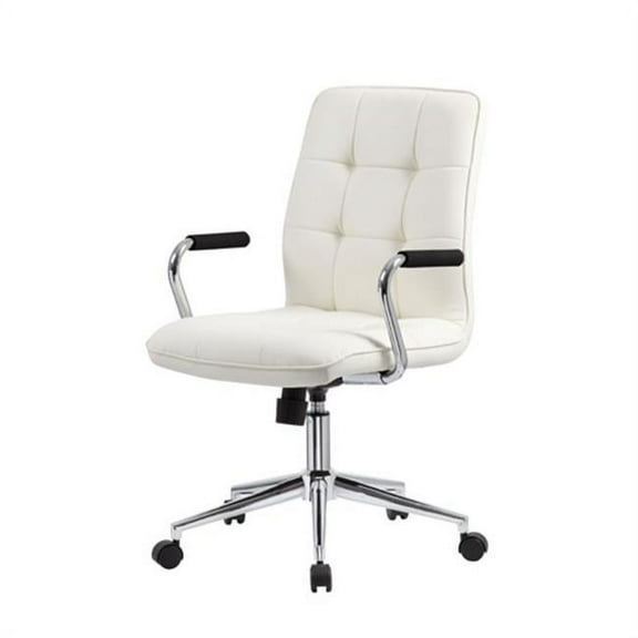 Modern Office Chair with Chrome Arms, White