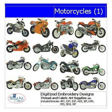 Motorcycles(1) Embroidery Designs - All Popular Formats Included - Loaded on USB Stick