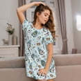 thumbnail image 3 of Susaid Winter Wonderland Light Blue Pattern Sleep Shirts for Women Short Sleeve Night Shirts for Sleeping Pullover Nightgown Soft Nightdress, 3 of 6
