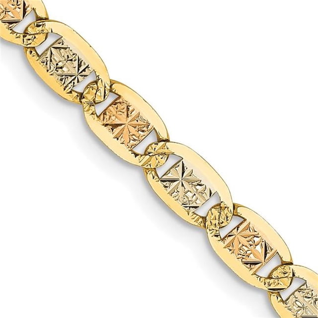 Quality Gold PVL080-24 14K Tri-Color 3.8 mm Gold Pav 24 in. Valentino Chain