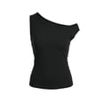 thumbnail image 4 of StSilkitty Womens One Shoulder Shirts Summer Solid Color Sleeveless Blouses Lightweight Soft Comfy Tops, 4 of 5