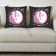 thumbnail image 3 of Set of 2 18x18in Throw Pillow Covers - Black Moon & Pink Floral Design ' MOON ' - Perfect for Couch Bed or Car, 3 of 8