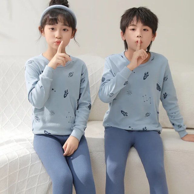 Ropa interior térmica para niños pequeños, pijamas de algodón con dibujos animados, informales, cálidos, para otoño e invierno, 2023
