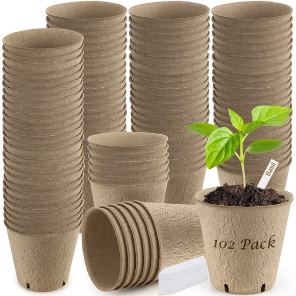102 Pack Peat Pots for Seedlings, 3.15 Inch Biodegradable Planting Pot for Seedlings, Garden Plant Seed Starter Pots with Drainage