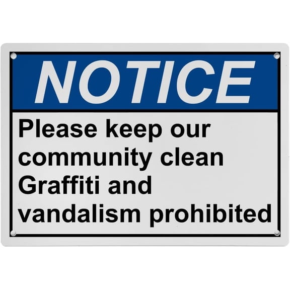 Weatherproof ANSI Security Camera Sign (Please keep our community clean Graffiti and vandalism prohibited) 8 in" x 12 in" UV Resistant Indoor Outdoor Workplace Insdustrial Caution Danger Sign