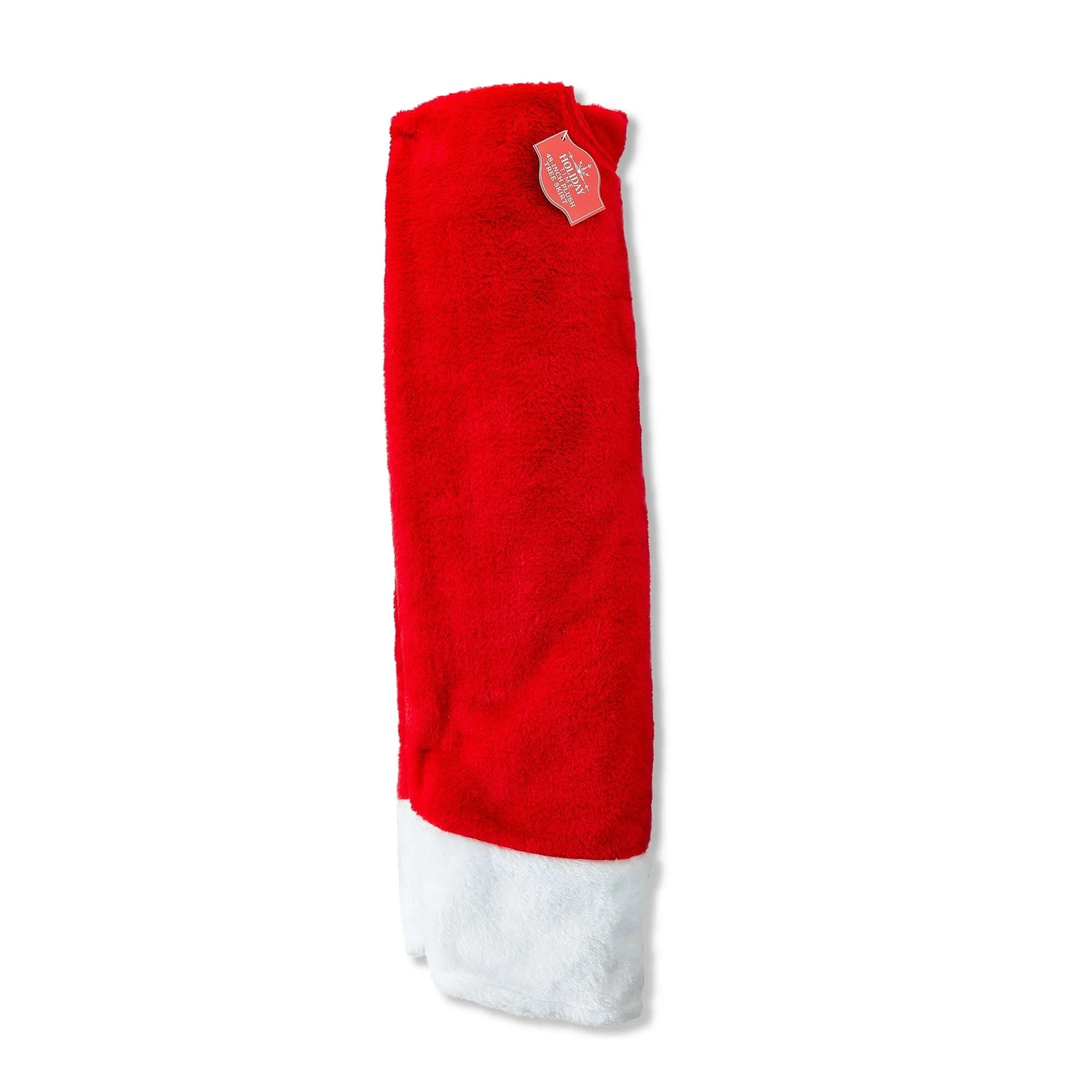 Plush Christmas Tree Skirt, Red and White, 48", by Holiday Time