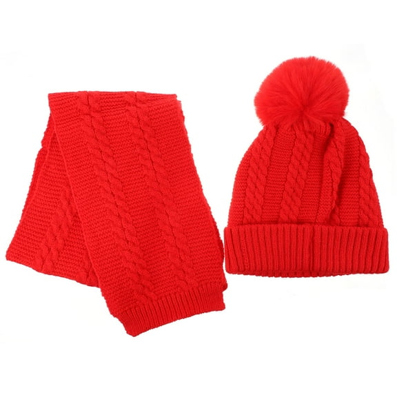 Raindrops Winter Costume Hat Scarf Kids Red Wool With Head Protection 1 Set 9.8x5.3x0.1in