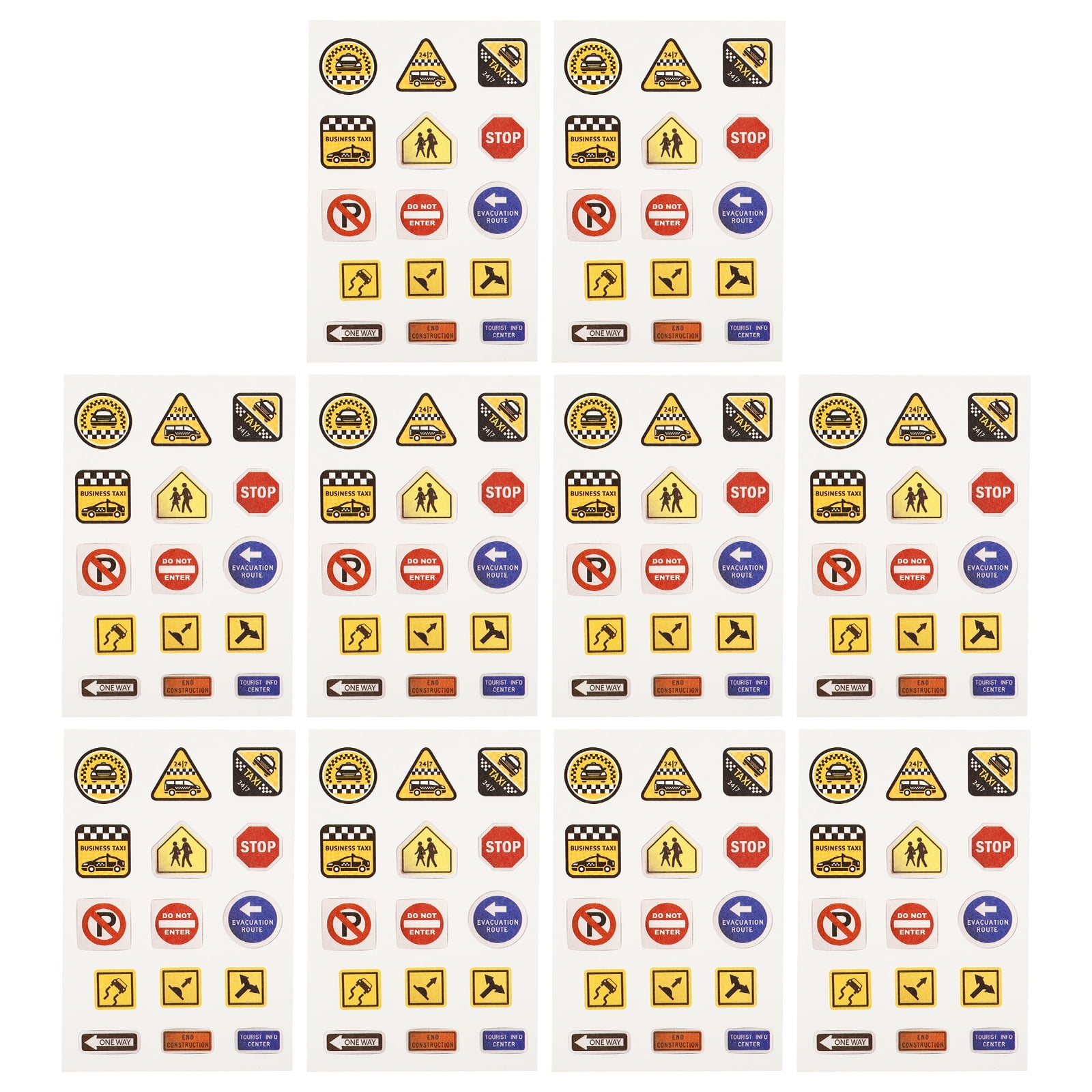 10 Sheets Road Sign Stickers DIY Traffic Play Stickers Educational Plaything