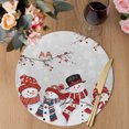 thumbnail image 3 of Christmas Snowman Round Placemats Set of 6, Braided Polypropylene Place Mats, Xmas Berry Snowflake Birds Washable Table Mats for Kitchen Dinner Holiday Wedding Party Coffee Table Decoration 15", 3 of 9