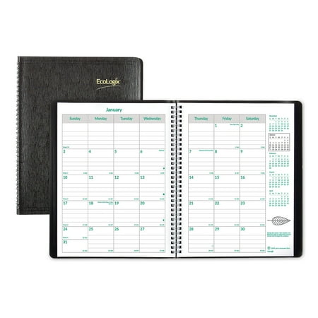 UPC: 0069775658236 | 2022-2024 Brownline 11 x 8.5 EcoLogix 14-Month (Dec to Jan) Recycled Monthly Planner EcoLogix