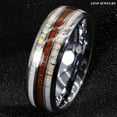 thumbnail image 3 of Tungsten Rings for Men Wedding Bands for Him Womens Wedding Bands for Her 8mm Silver With Antler Koa Wood, 3 of 8