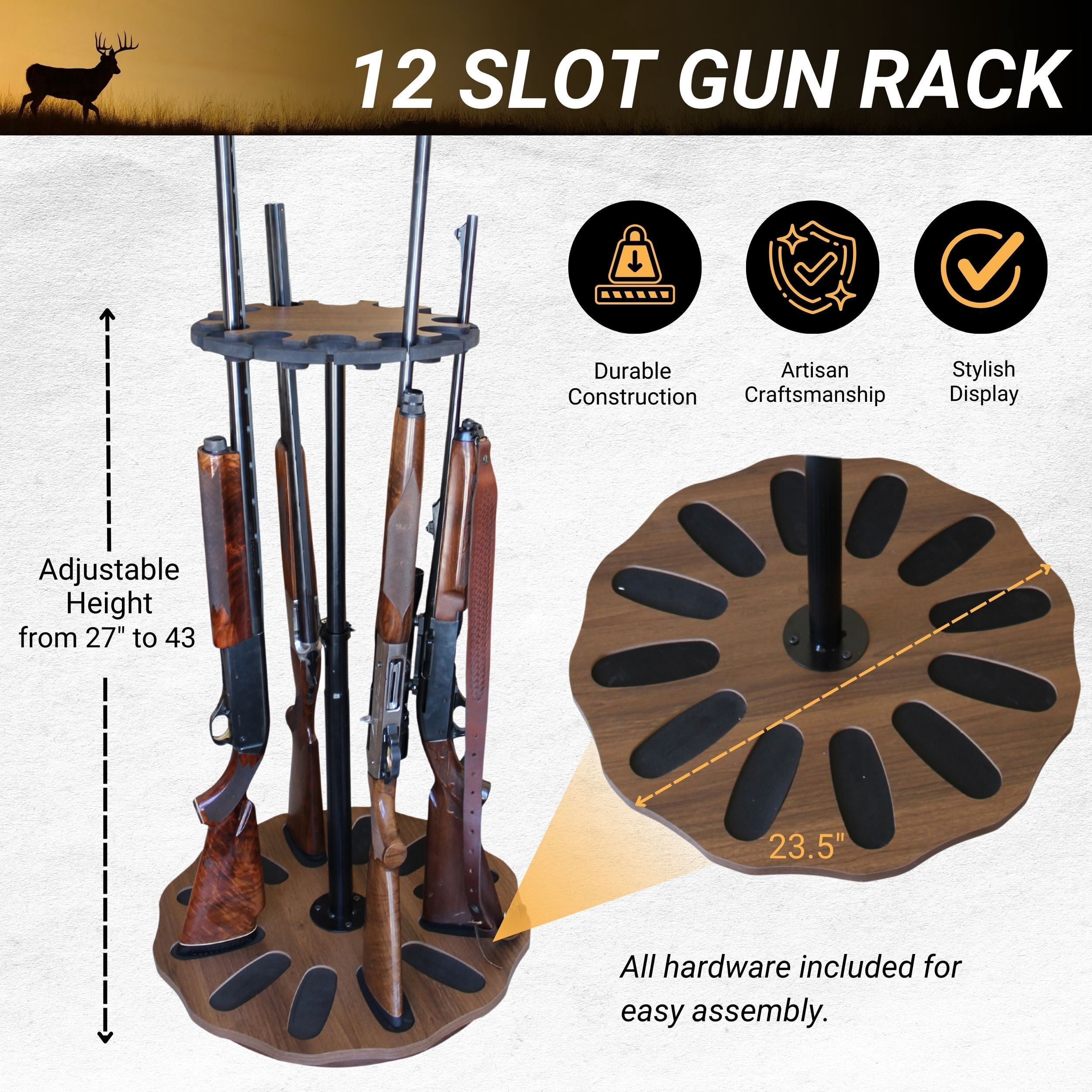 Rush Creek Creations 12 Gun Spinning Storage Rack