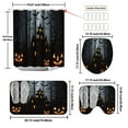 thumbnail image 3 of Zhourta Halloween Pumpkin Bath Mat Curtain 4 Piece Set U-Shape Toilet Mat Shower Liner with Hooks for Bathroom Decoration, 3 of 9