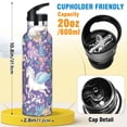 thumbnail image 2 of Kids Insulated Stainless Steel Sports Water Bottle 600ml (20oz) Unicorns and Pegasi Pattern, 2 of 6