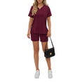 thumbnail image 5 of MOSHU 2 Piece Sets for Women Summer Lounge Short Sets Casual Oversized V Neck Shirts And Shorts Matching Fashion Outfits, 5 of 9