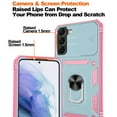 thumbnail image 5 of Jshru for Samsung Galaxy S22 Plus Case with Slide Camera Cover | 2Pcs Screen Protector, 360°Rotation Ring Kickstand Drop Protector Cover for Galaxy S22 Plus, Mint, 5 of 7