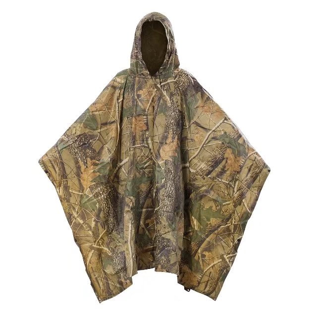 Plus Enhanced Waterproof Military Camo Raincoat Hooded Poncho Hunting Camping cc