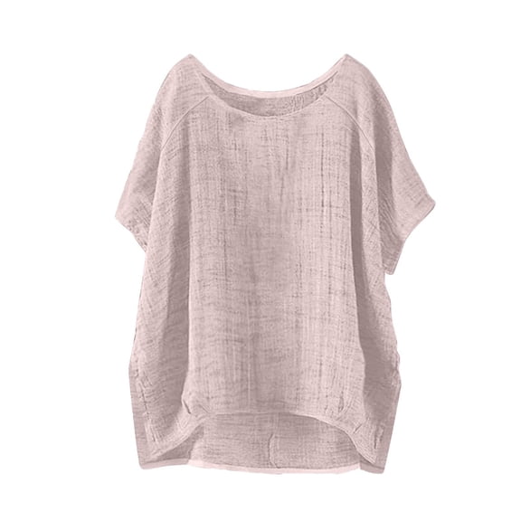Staron Summer Tops for Women Casual Loose Batwing Sleeve Shirt Solid Color Round Neck 3/4 Sleeve Blouse, Khaki L