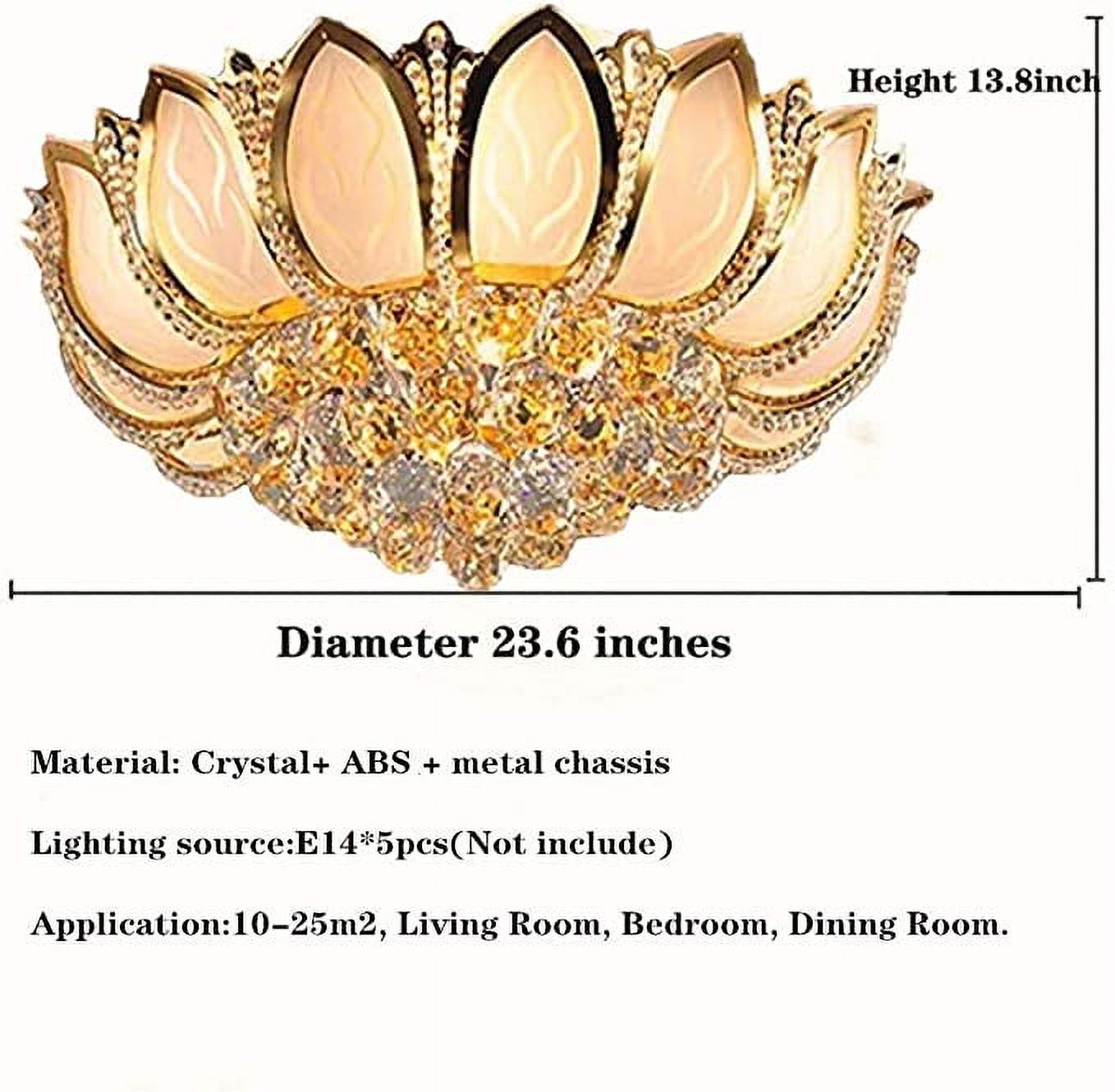 KPIBEST 23.6inch Lotus LED Crystal Large Chanderlier Lights for Living Room,Remote,Luxury Flush Mount Ceiling Light Pendant Lamp Fixture for Livingroom Bedroom