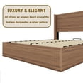 thumbnail image 3 of Bellemave Queen Size Gas Lift Up Storage Platform Bed Frame Queen Wooden Platform Bed with Wing Back and Convex Groove Headboard, No Box Spring Needed, Walnut Brown Color, 3 of 12