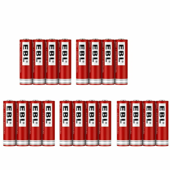 EBL 20-Pack 800mah 3.7V 14500 Rechargeable Li-ion Battery with Storage Case for Torch Flashlight