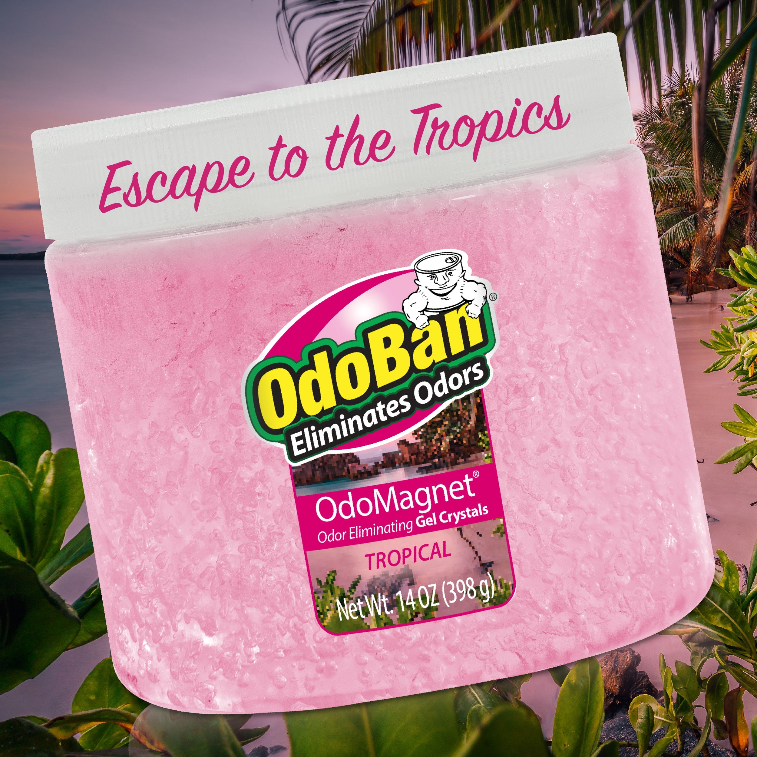 OdoBan OdoMagnet Odor Eliminator Gel Crystals, 14 Ounce 12-Pack, Tropical Scent