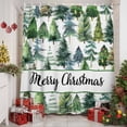 thumbnail image 2 of Merry Christmas Watercolor Xmas Tree Shower Curtain for Bathroom, Green Pine on White Waterproof Shower Curtains Washable Quick Dry with Hooks Bathtub Curtains 72x72IN, 2 of 9