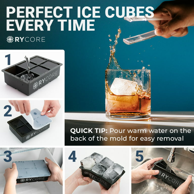 2 Pack Large Ice Cube Tray for Whiskey Cocktail 2 