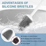 kaxionage Toilet Brush with Flexible Brush Head and Silicone Bristles, Quick Drying Holder Set for Bathroom, Compact Size