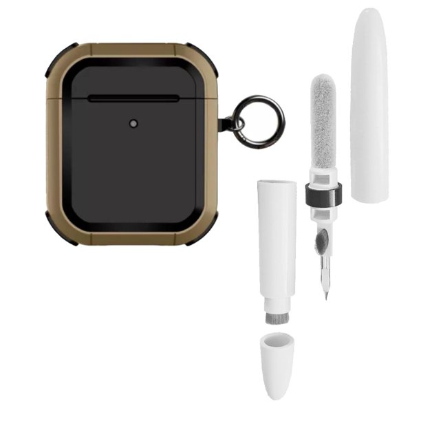Funda Uso Rudo Gadget Collection Mx para Airpods 2 Con Pluma Limpiadora y Gancho cafe