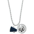 thumbnail image 1 of Delight Jewelry Silvertone Small Navy Blue Megaphone Silvertone Script Initial Disc - W - Charm Necklace, 20"+3", 1 of 4
