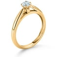 thumbnail image 3 of Gem Stone King 10K Yellow Gold Sky Blue Aquamarine Solitaire Engagement Ring for Women (0.17 Cttw, Gemstone March Birthstone, Round 3.5MM, Size 7), 3 of 4