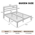thumbnail image 4 of E-motie Queen Size Metal Platform Bed Frame with Headboard, Heavy Duty Metal Slat Mattress Foundation, Easy Assembly, No Box Spring Needed, White, 4 of 8