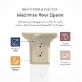 thumbnail image 2 of Power Perch Single Wall Outlet Shelf - Home Wall Shelf Organizer for Outlets. Perfect for Bathroom, Kitchen, Bedrooms with Cord Management and Easy Installation. Almond 2-Pack, 2 of 9