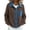 Coffee, variant on Cardigan Sweaters For Women Collared Denim Patchwork Button Front Knit Cardigan Loose Fit Long Sleeve Color Block Casual Tops