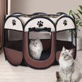 thumbnail image 1 of Yjmei Casa portátil para perros grandes y pequeños, jaula para perros al aire libre, casas para juegos de interior plegables, cama para cachorros y gatos, tienda de campaña marrón, 73 cm x 43 cm, 1 of 4