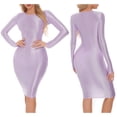 thumbnail image 3 of Vestido ajustado con escote redondo y manga larga para mujer, vestido para dormir, ropa de dormir sexy para fiestas rave, ropa de discoteca para mujer, 3 of 5