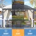thumbnail image 4 of EROMMY 12'x12' Hardtop Gazebo Patio Furniture, Aluminum Frame Double Roof, Privacy Curtains and Premium Net for Patio Lawn and Garden, 4 of 10