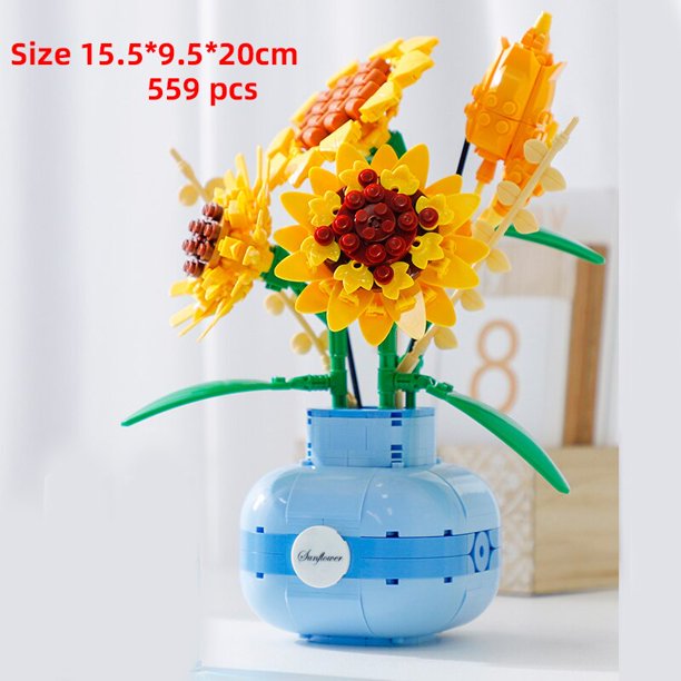 Ramo de flores para adultos, maceta, plantas suculentas, bonsái, árbol, bloques de construcción, jardín, modelo creativo, bloques, MOC, Juguetes Diy, regalos, 2023