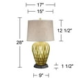 thumbnail image 6 of Possini Euro Design Buckhead Modern Table Lamp 28" Tall Bronze with Dimmable USB Workstation Base Drum Shade for Bedroom Living Room Kids Desk Home, 6 of 6