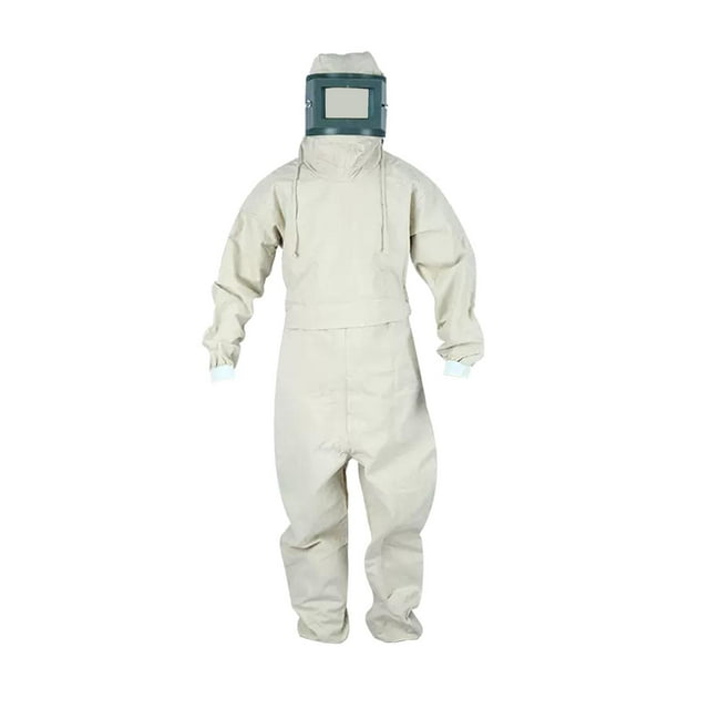 DOLITY Sand Blasting Suit Elastic Cuff Work Overalls for Work Sandblasting Spraying Beige