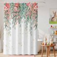 thumbnail image 6 of Shower Curtain Pink Rose Green Eucalyptus Leaves Shower Curtains for Bathroom Decor, Waterproof Polyester Shower Curtain Set with Hooks, Standard Size 72" x 72" White, 6 of 9