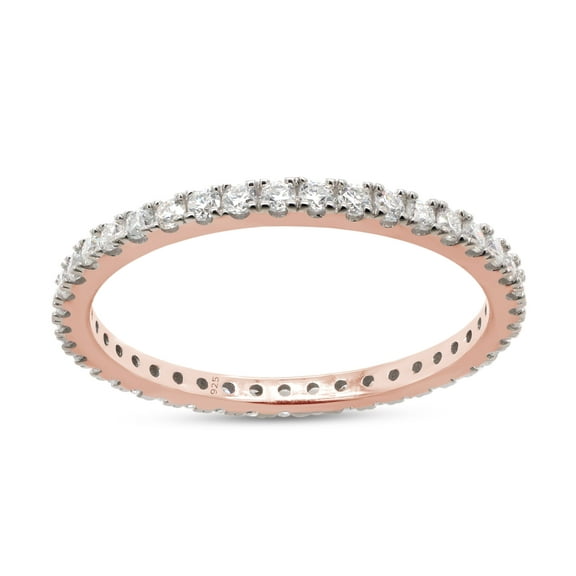 AFFY 0.50CT Moissanite Full Eternity Stackable Band Ring for Women 14K Rose Gold over Silver-4